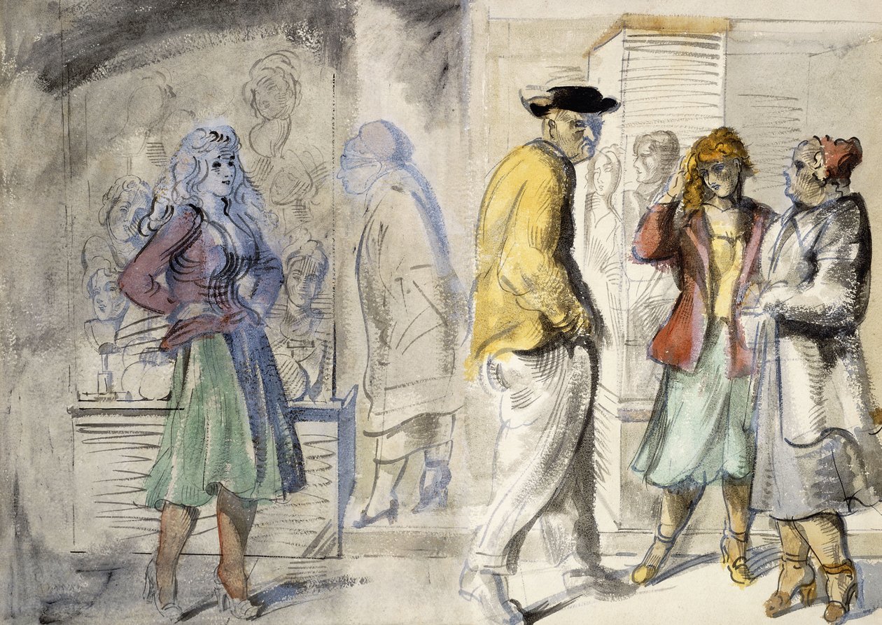 New York-i utcai jelenetek: Kétoldalas akvarell alkotó: Reginald Marsh