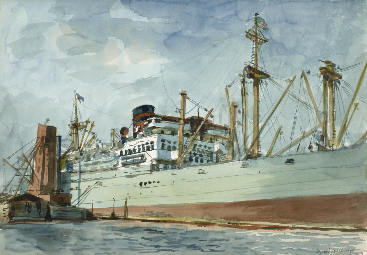 Gőzhajó és vontatóhajó alkotó: Reginald Marsh