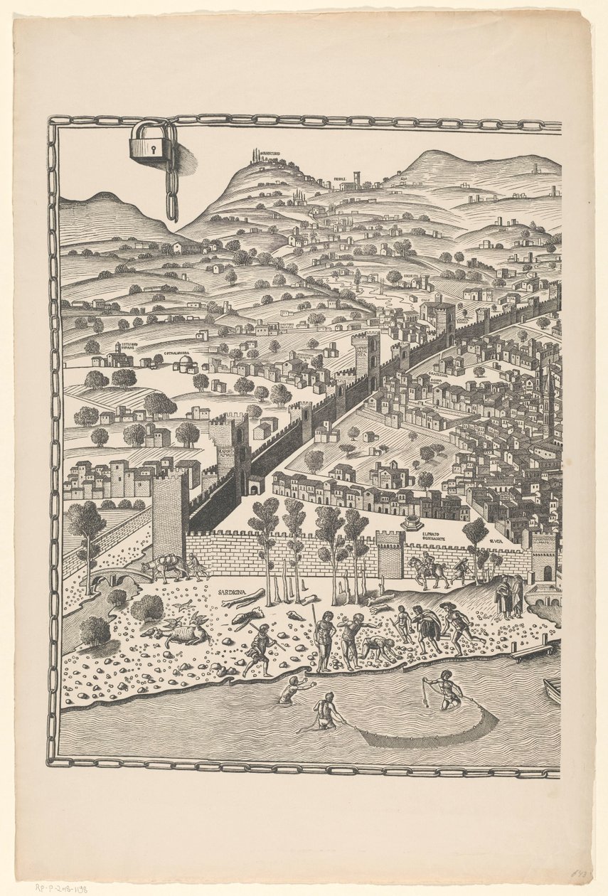 Kilátás Firenzére (bal oldal) Fiorenza (cím a tárgyon) alkotó: Reichsdruckerei
