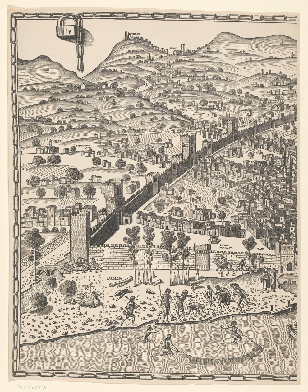 Kilátás Firenzére (bal oldal) Fiorenza (cím a tárgyon) alkotó: Reichsdruckerei
