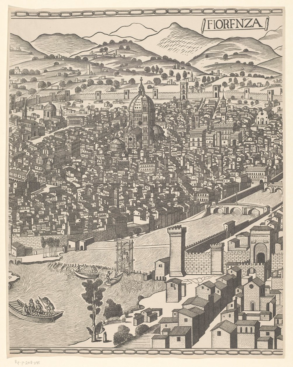 Kilátás Firenzére (középső rész) Fiorenza (cím a tárgyon) alkotó: Reichsdruckerei