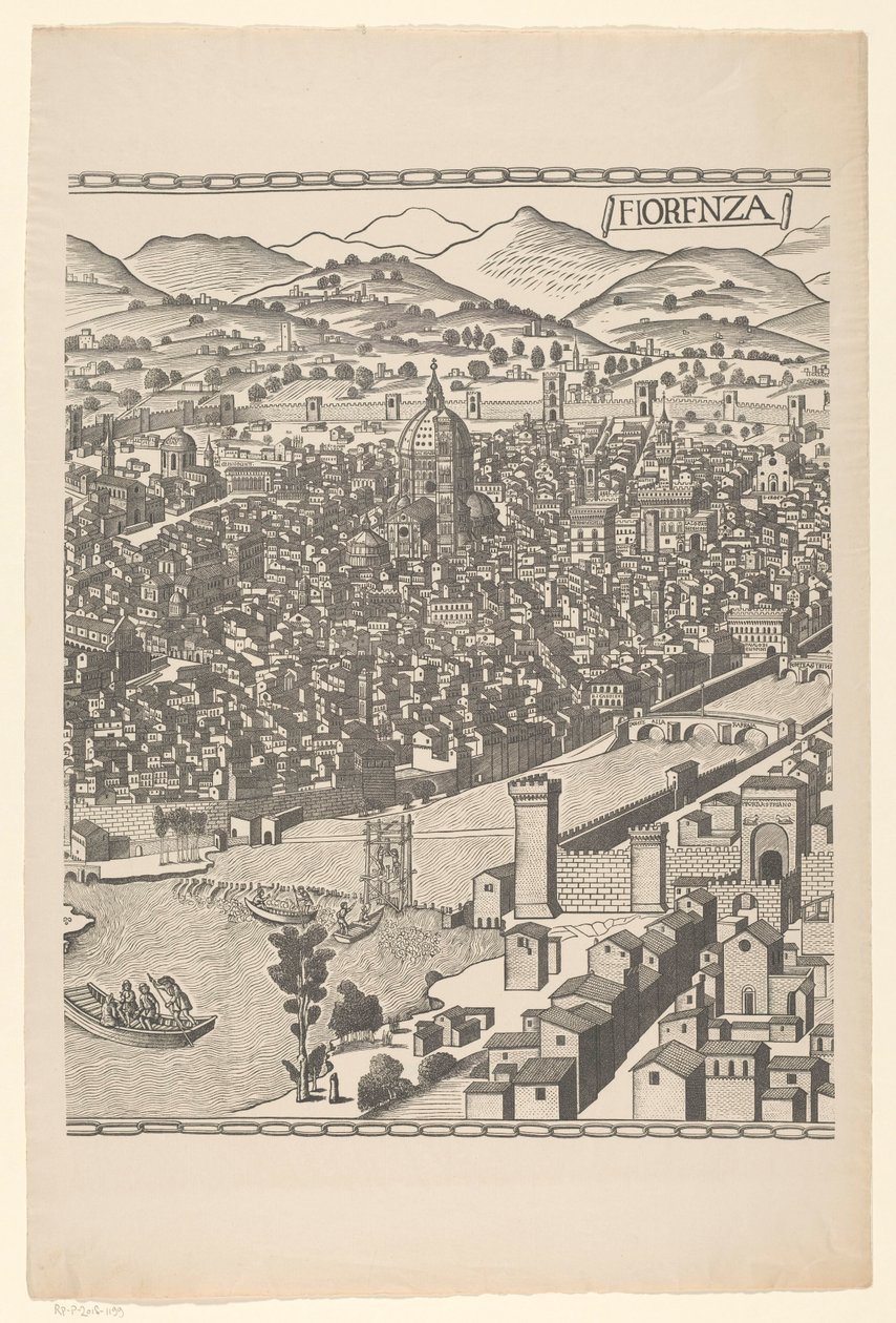 Kilátás Firenzére (középső rész) Fiorenza (cím a tárgyon) alkotó: Reichsdruckerei