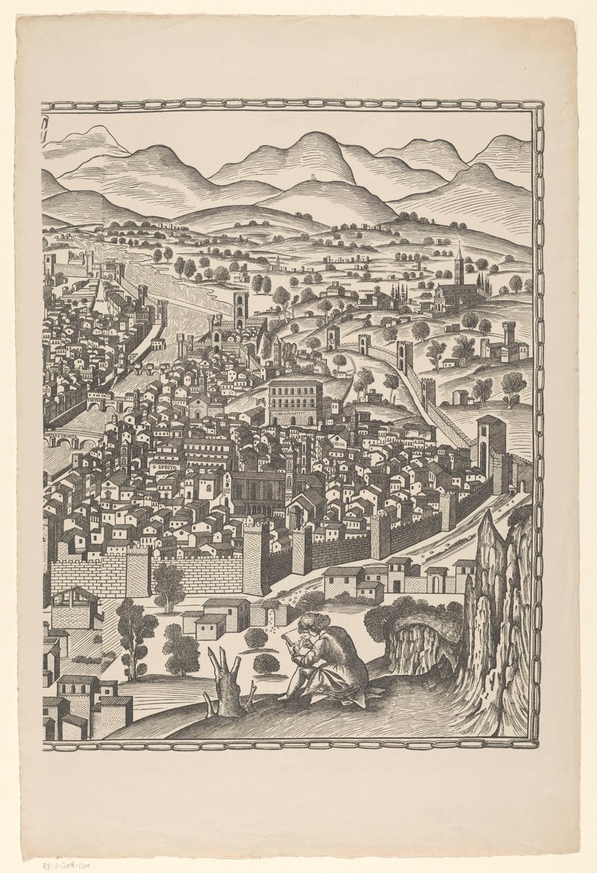 Kilátás Firenzére (jobb oldali rész) Fiorenza (cím a tárgyon) alkotó: Reichsdruckerei