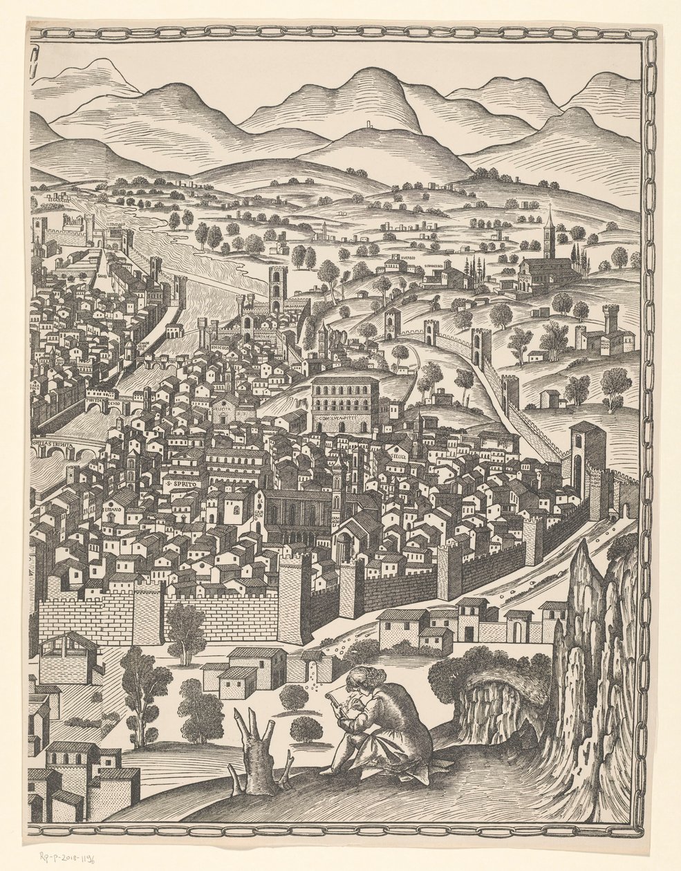 Kilátás Firenzére (jobb oldali rész) Fiorenza (cím a tárgyon) alkotó: Reichsdruckerei