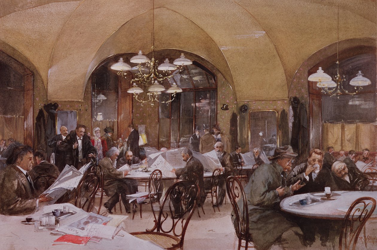 Cafe Griensteinl, Bécs, 1890 alkotó: Reinhold Volkel
