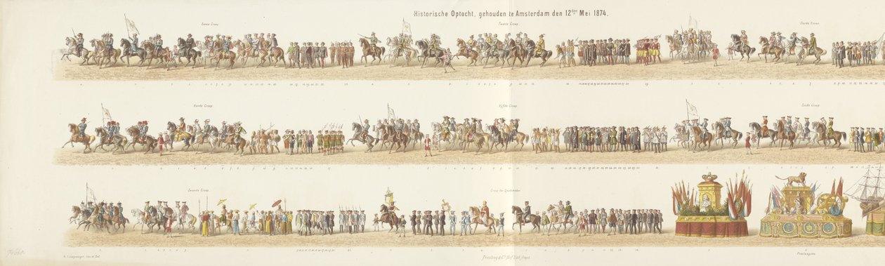 Történelmi körmenet, Amszterdamban, 1874. május 12-én (cím a tárgyon) alkotó: Reinier Craeyvanger