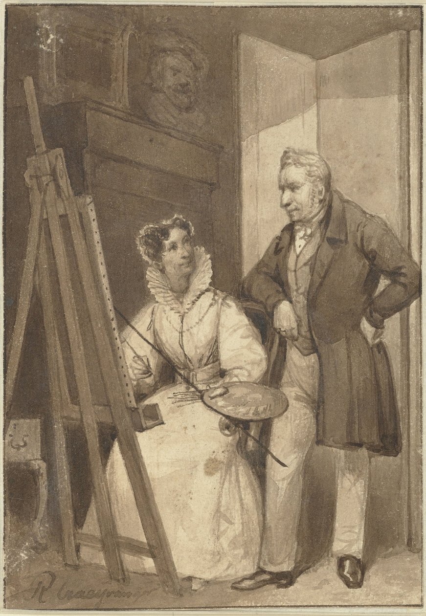 Wilhelmina Frederica Sophia porosz portréja, Orange-Nassau hercegnője férjével I. Vilmos királlyal alkotó: Reinier Craeyvanger
