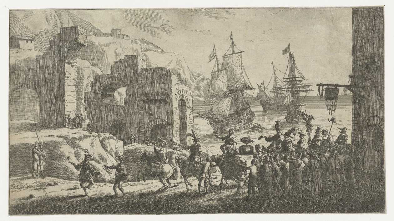 Álarcos a kikötőben alkotó: Reinier Nooms (attributed to)