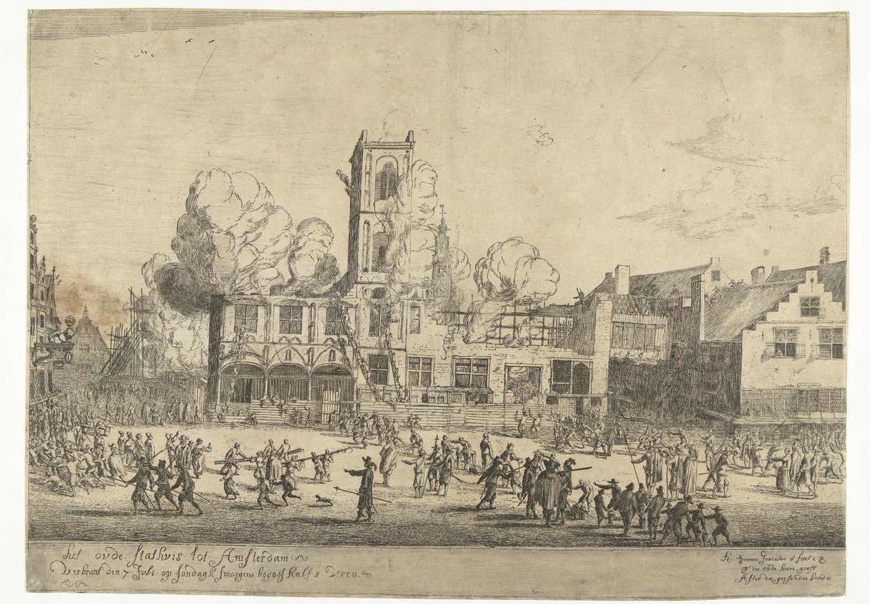A régi városháza tüze Amszterdamban A régi amszterdami városháza leégett július 7-én, vasárnap hajnalban fél háromkor, 1652 (cím az objektumon) alkotó: Reinier Nooms