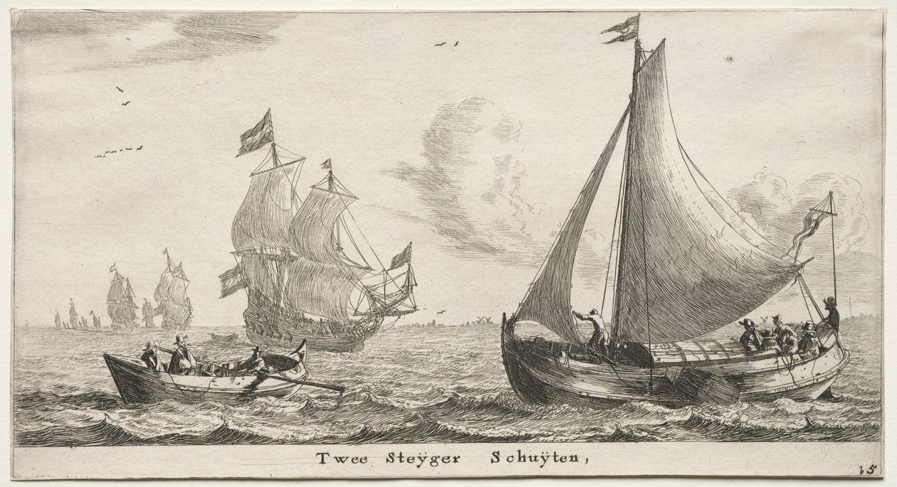 Amszterdam hajói: Two Pier Boats. alkotó: Reinier Nooms