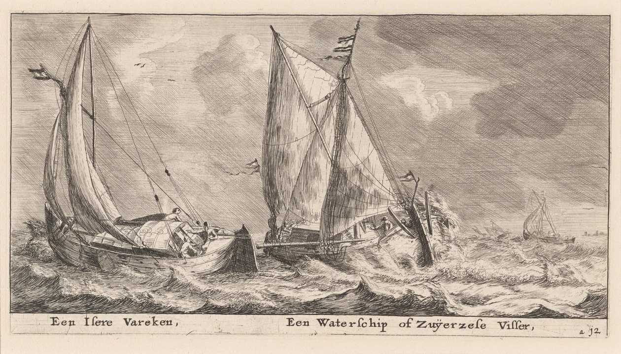 Egy "Isere" hajó és egy Waterschip vagy Zuiderzee halászhajó alkotó: Reinier Nooms, called Zeeman