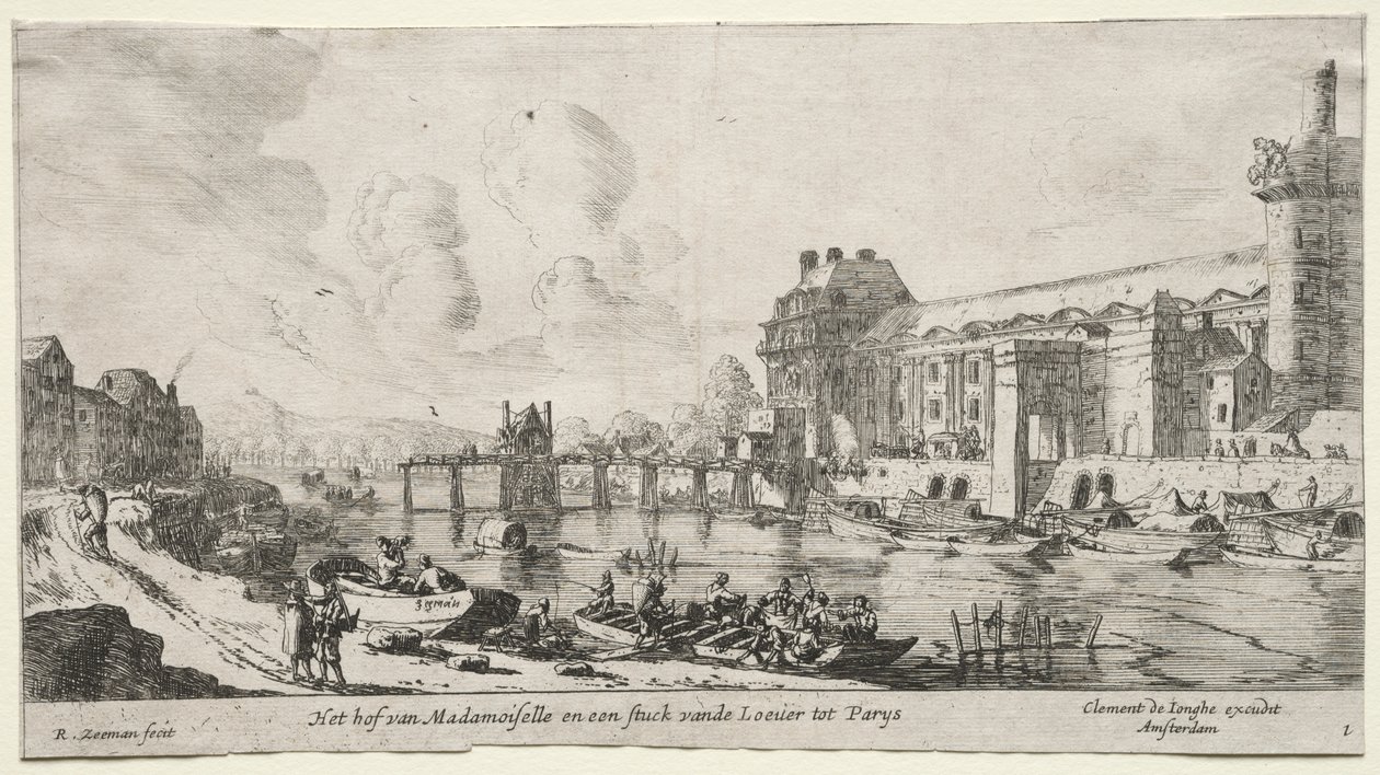Kilátás Párizsra: Kilátás a Louvre-ra és a Tuileries-ra alkotó: Reinier Nooms, called Zeeman