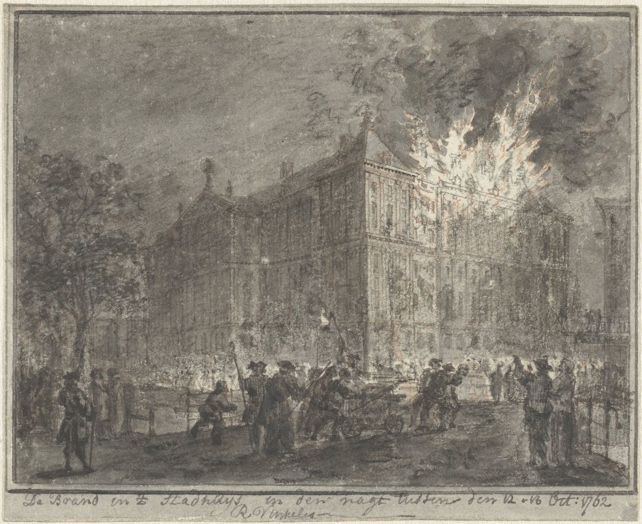 Tűz az amszterdami városházán, 1762 alkotó: Reinier Vinkeles (I)