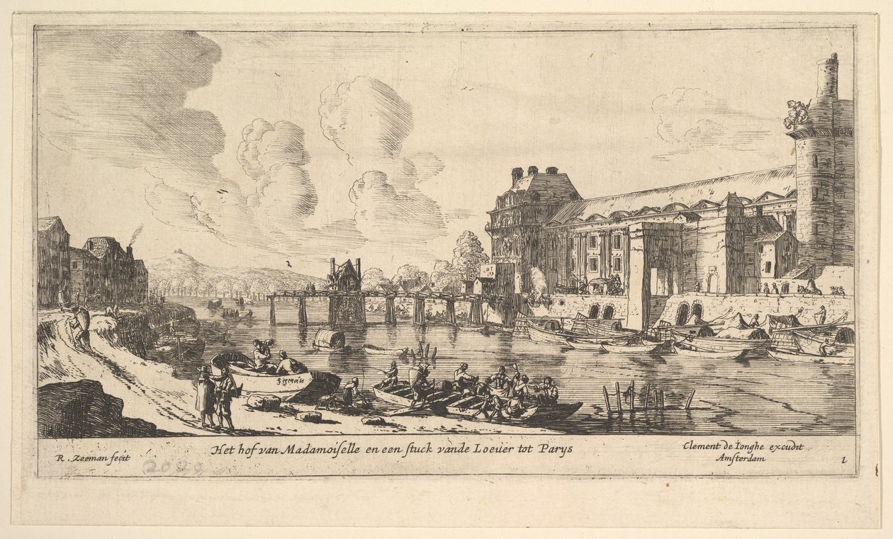 Kilátás a Louvre-ra és a Tuileriákra, a Párizsi és környékbeli kilátásból, 1. tábla, 17. század. alkotó: Reinier Zeeman