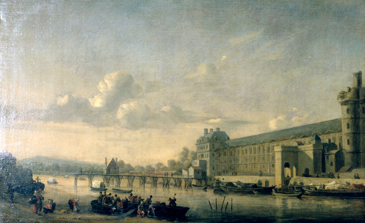 Kilátás a Szajnára a Louvre Galéria déli homlokzatával, Párizs, 1660 alkotó: Reinier Zeeman
