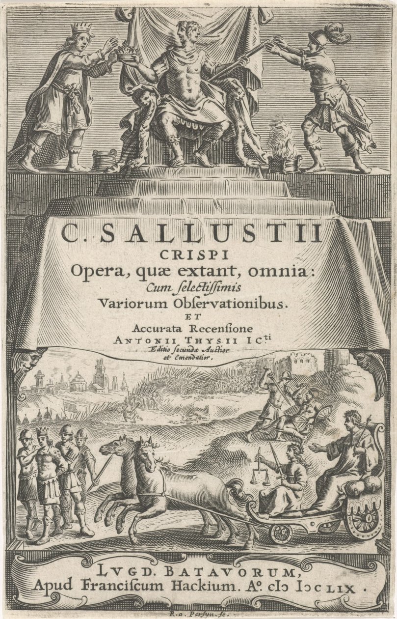 Egy császár és igazságszolgáltatás a diadalszekeren Címlap ehhez: A. Thysius jr., Opera, quæ extant, omnia, 1659 alkotó: Reinier van Persijn