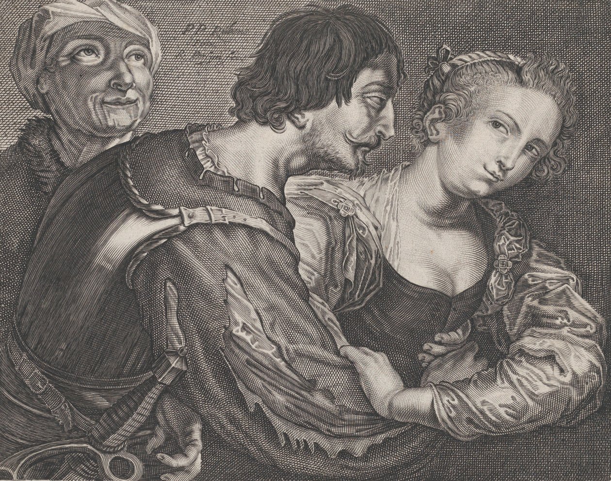 A beszerzés: egy öregasszony, egy katona és egy nő, kb. 1635-68. alkotó: Reinier van Persyn