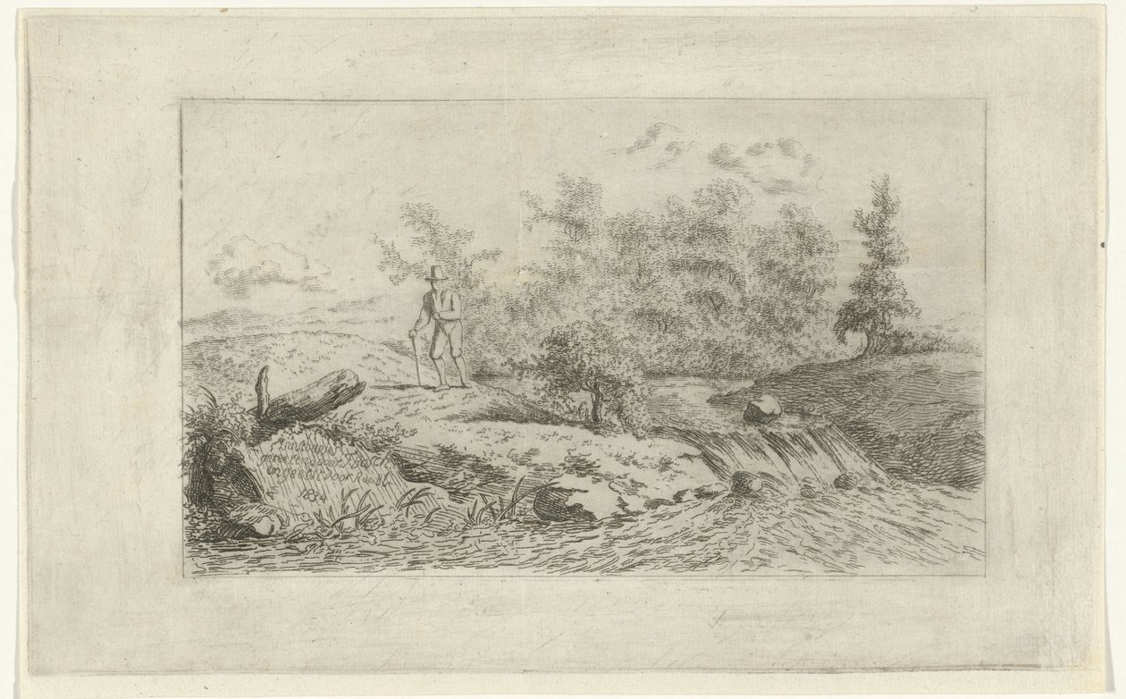 Férfi egy vízesésnél alkotó: Reinierus Albertus Ludovicus baron van Isendoorn à Blois