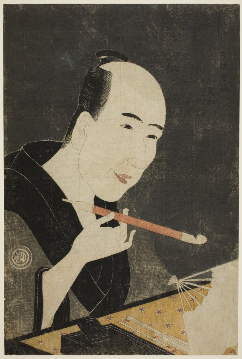 Santo Kyoden, Kyobashi mesterének portréja (Edo hana Kyobashi natori) alkotó: Rekisentei Eiri