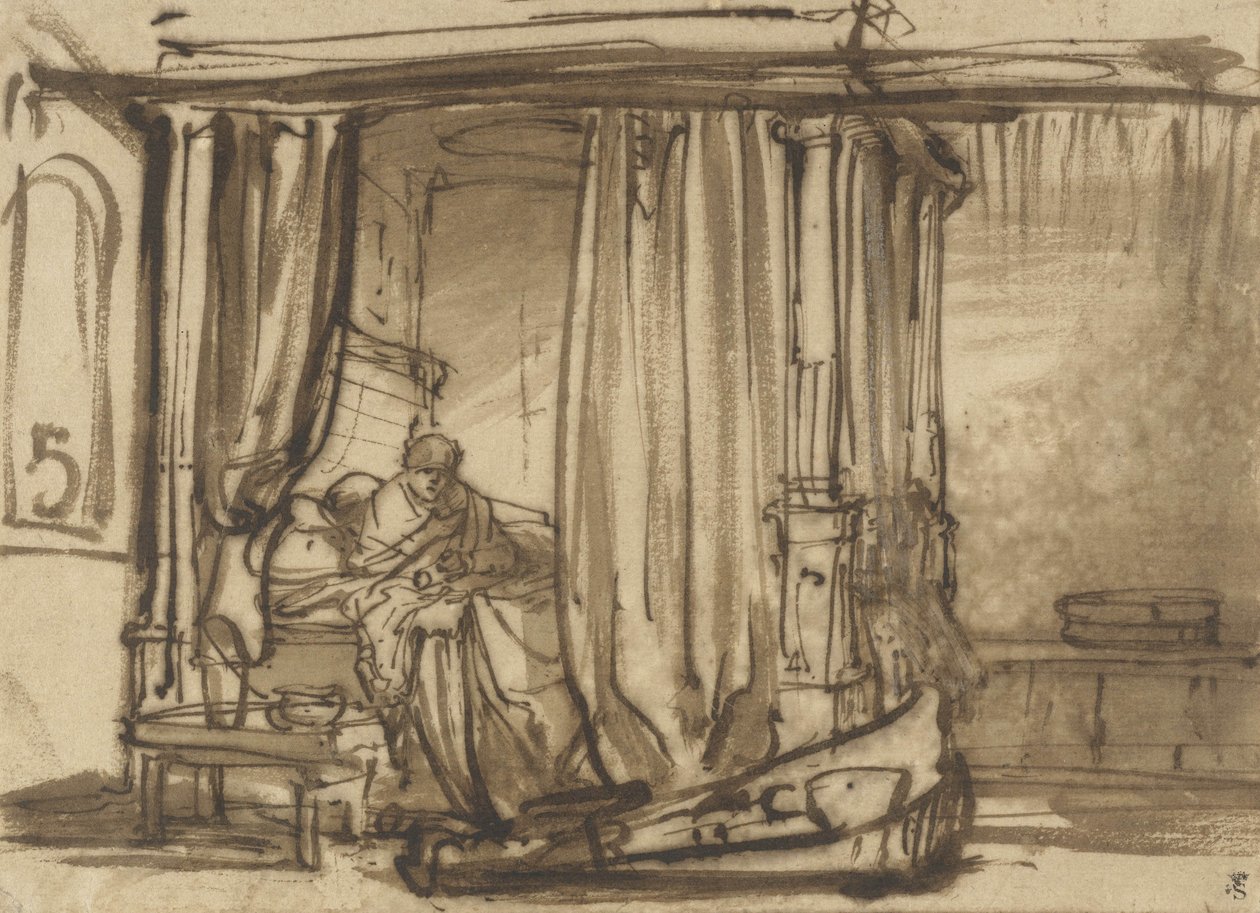 Hálószoba Saskiával az ágyban, 1638 körül alkotó: Rembrandt van Rijn
