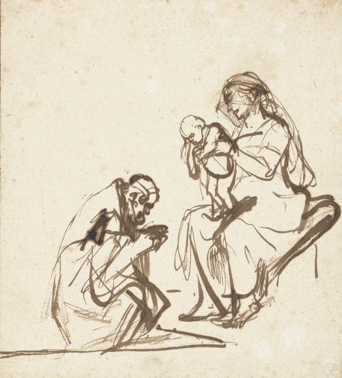 A Szűzet és a Gyermeket imádó három királyok egyike, 1635-40 körül alkotó: Rembrandt van Rijn