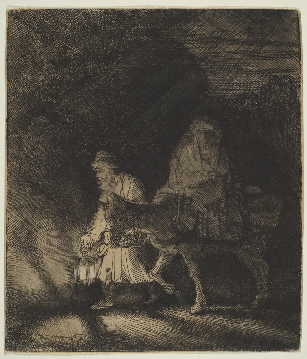 A repülés Egyiptomba: egy éjszakai darab, 1651 alkotó: Rembrandt van Rijn