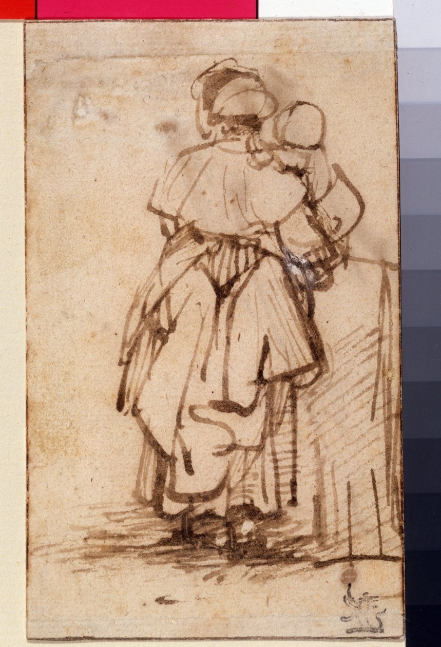 Nő egy gyermekkel az ölében, 1640 körül alkotó: Rembrandt van Rijn