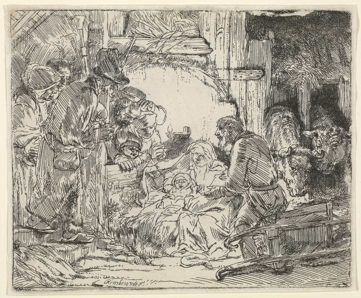 Pásztorok imádása, lámpással, 1654 alkotó: Rembrandt van Rijn