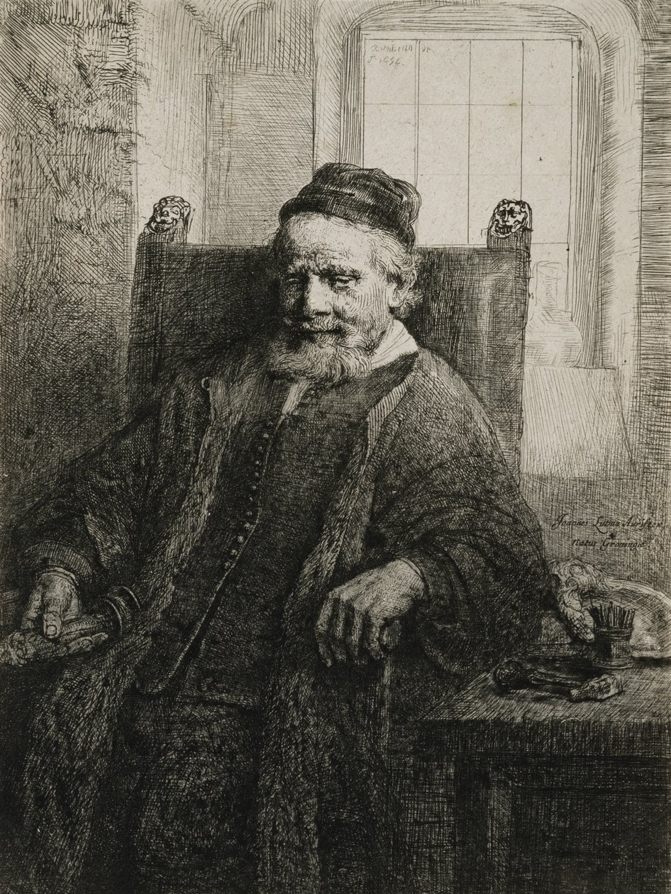 Jan Lutma, az idősebb, ötvös és szobrász, 1656 (rézkarc és szárazhús) alkotó: Rembrandt van Rijn