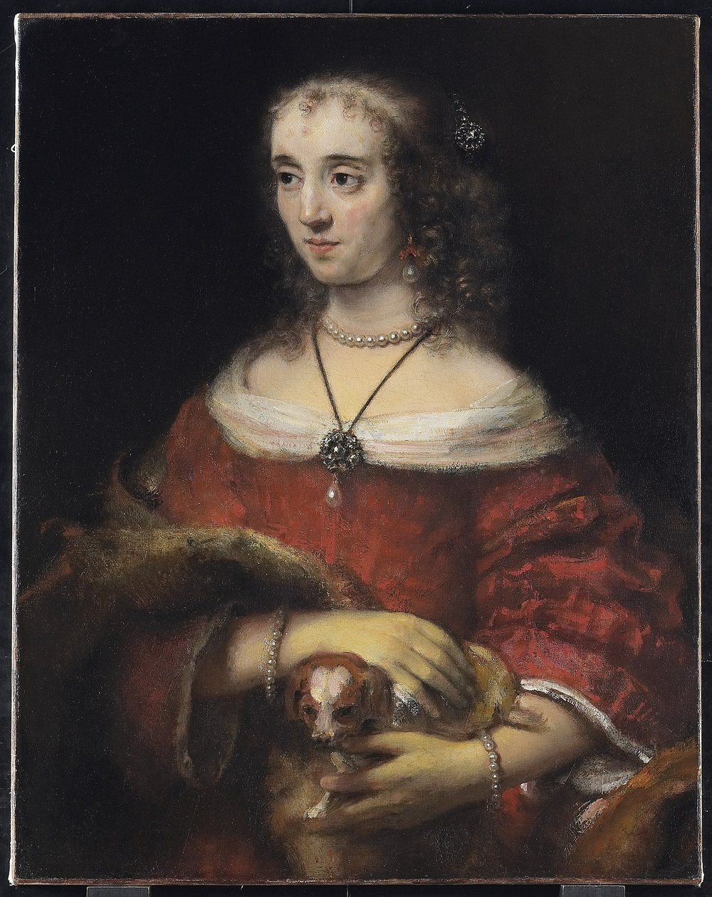 Egy hölgy portréja öleb kutyával, 1665 körül alkotó: Rembrandt van Rijn