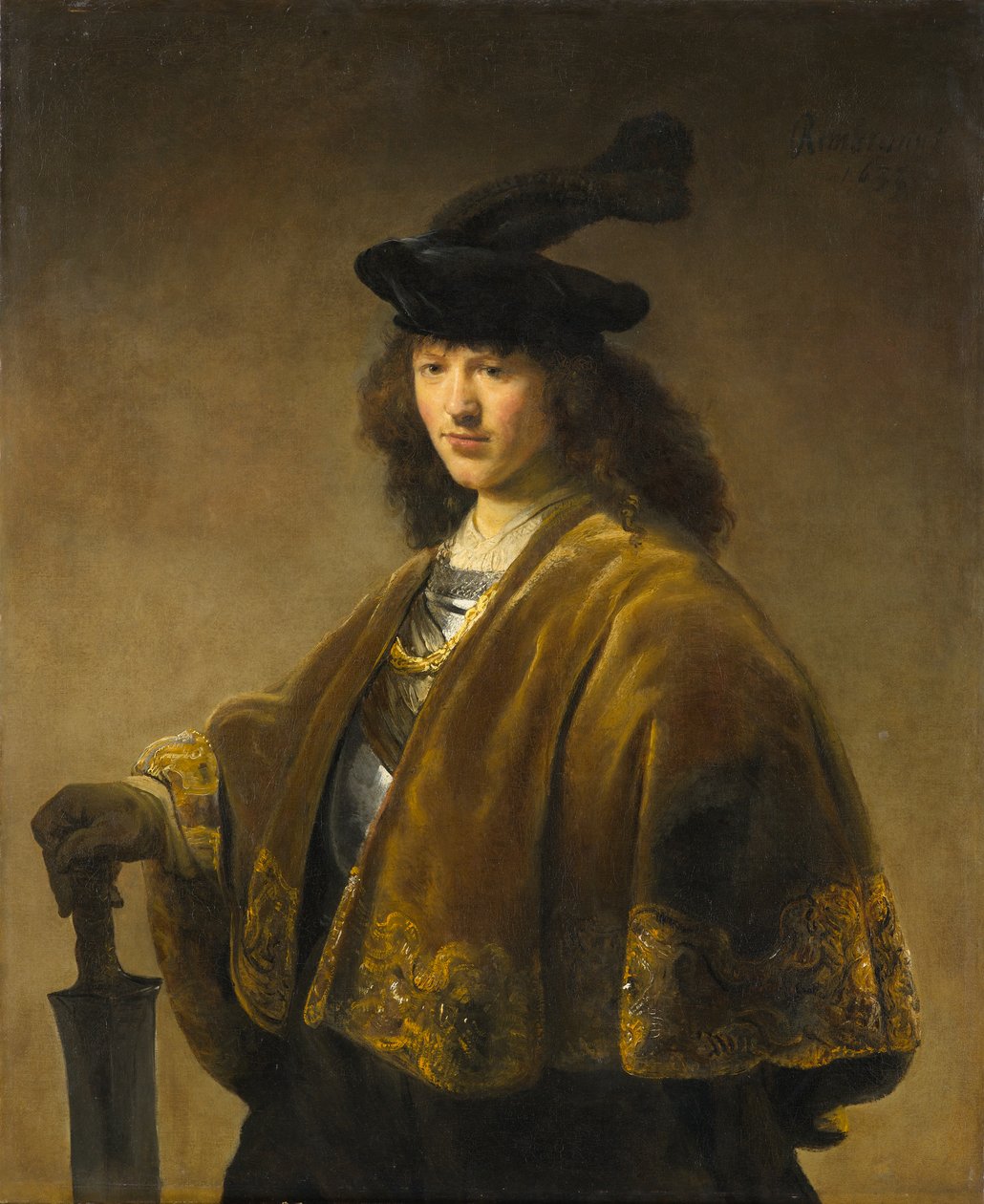Fiatal férfi karddal, 1633-1645 körül alkotó: Rembrandt Harmensz. van Rijn circle of Rembrandt Harmensz. van Rijn circle of