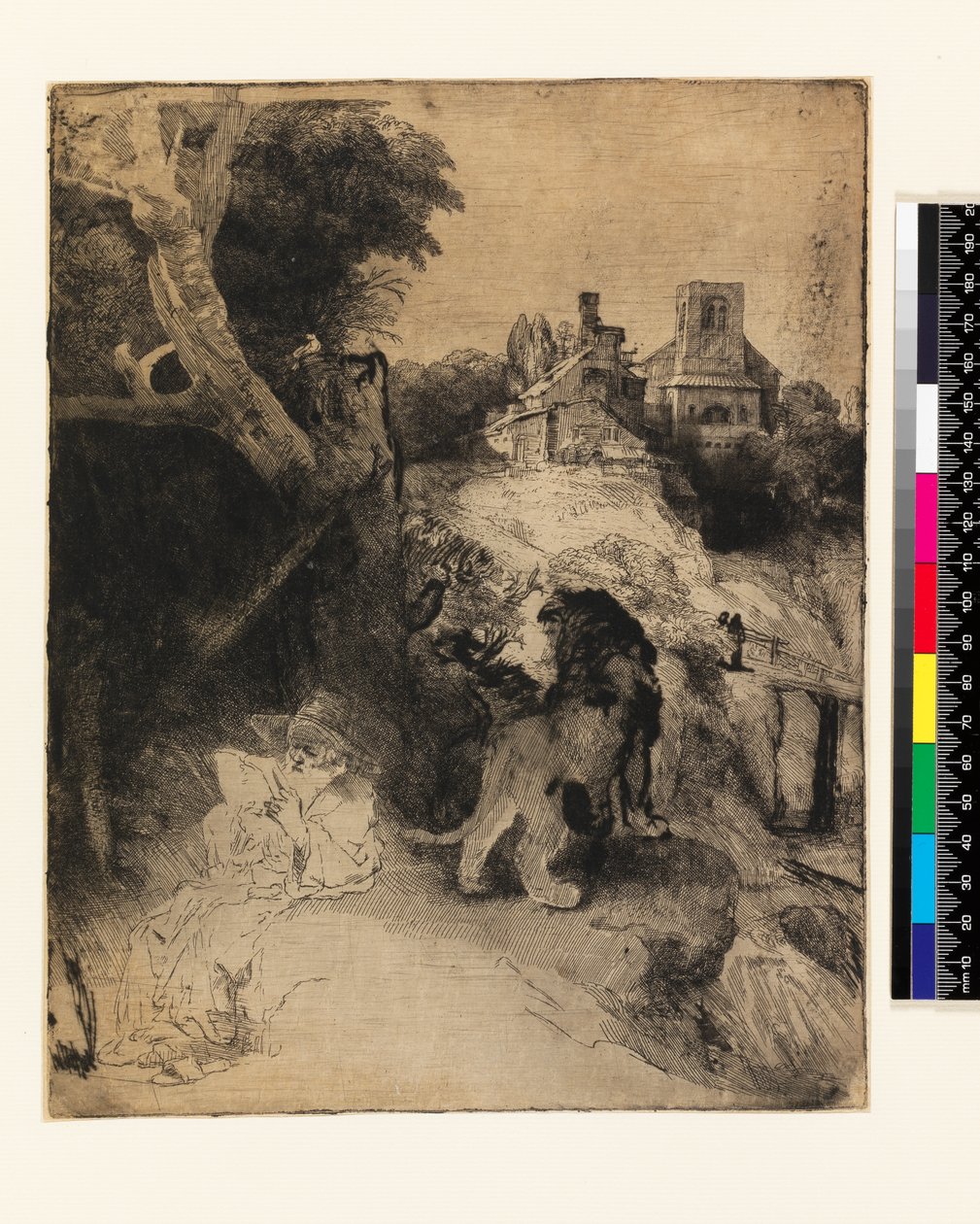 Kr.u.12.39-376 Szent Jeromos egy olasz tájon alkotó: Rembrandt van Rijn