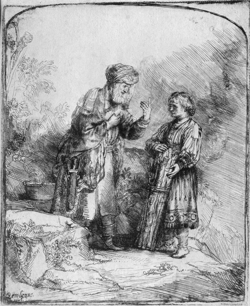 Ábrahám és Izsák, 1645 alkotó: Rembrandt van Rijn