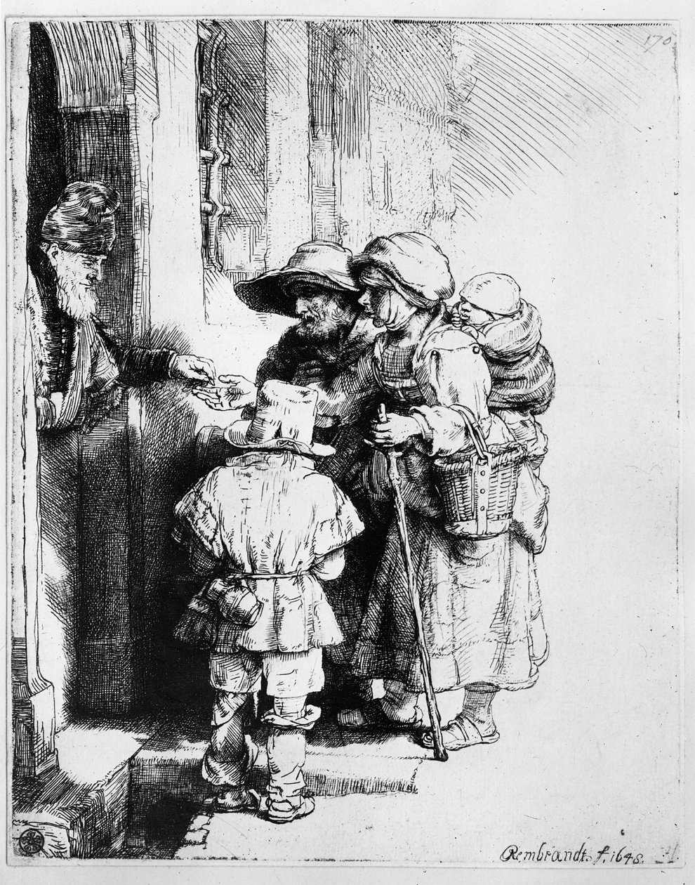Alamizsnát kapó koldusok, 1648 alkotó: Rembrandt van Rijn