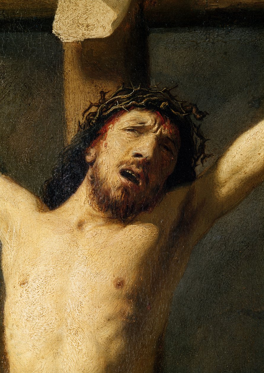 Krisztus a kereszten, a fej részlete (154029 részlet) alkotó: Rembrandt van Rijn