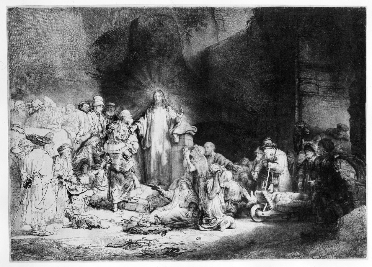 Krisztus prédikál egy sziklás tájon, 1645 körül alkotó: Rembrandt van Rijn