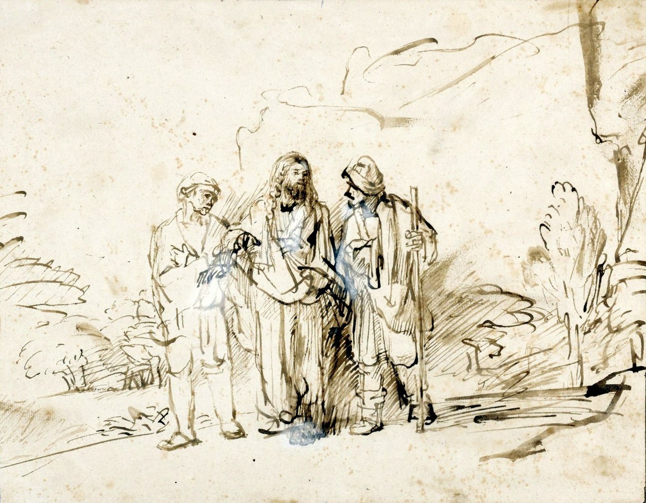 Krisztus két tanítványával az Emmaus felé vezető úton. alkotó: Rembrandt van Rijn