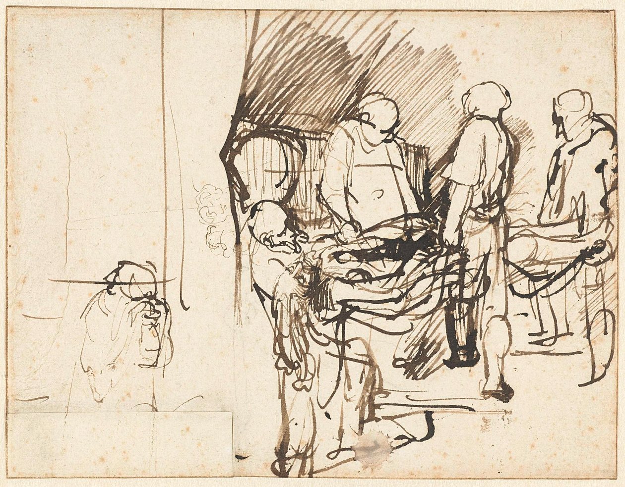 A temetkezés egy hóhér vázlatán alkotó: Rembrandt van Rijn