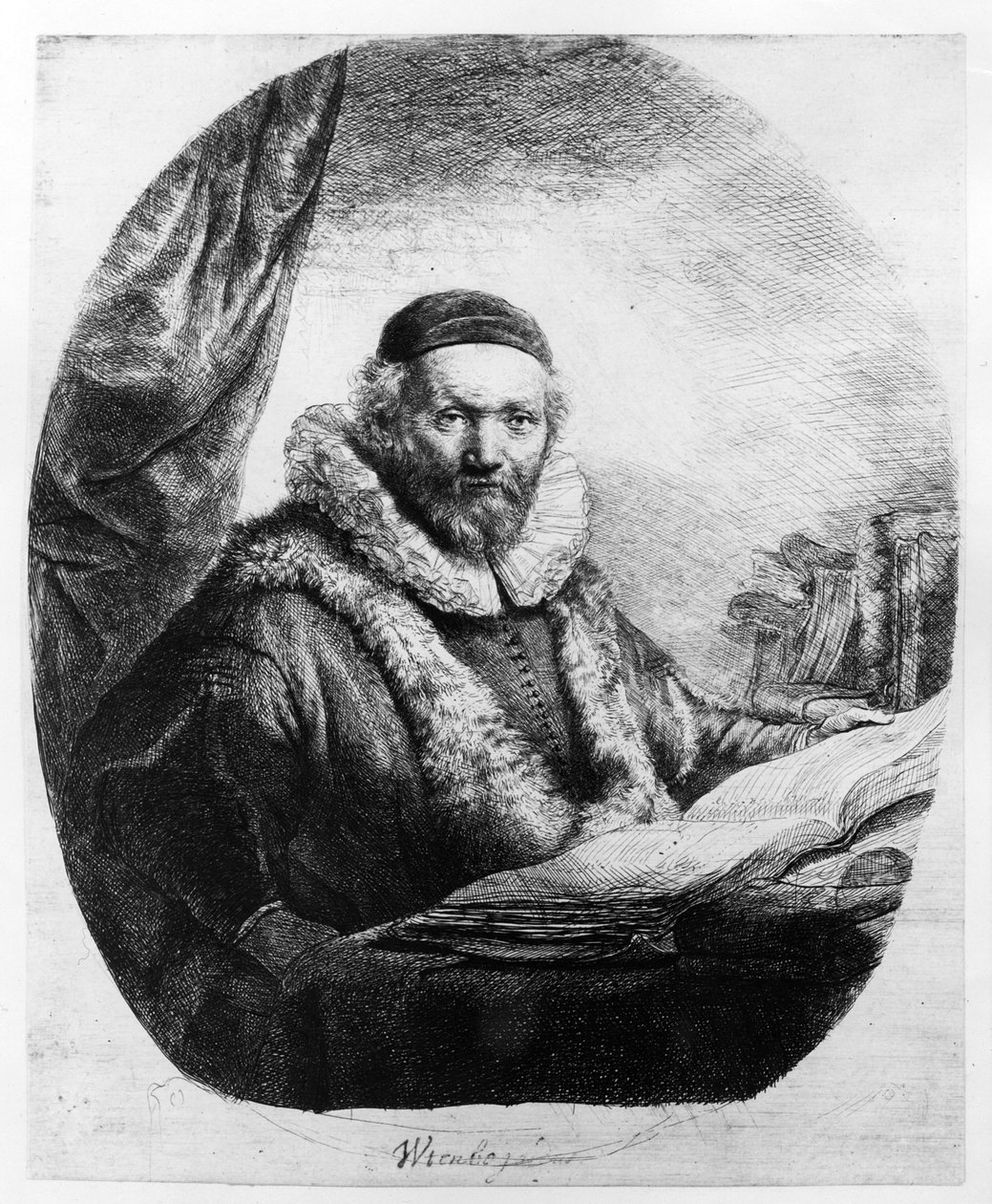 Jan Uytenbogaert, a Remonstrantok prédikátora, 1635 alkotó: Rembrandt van Rijn