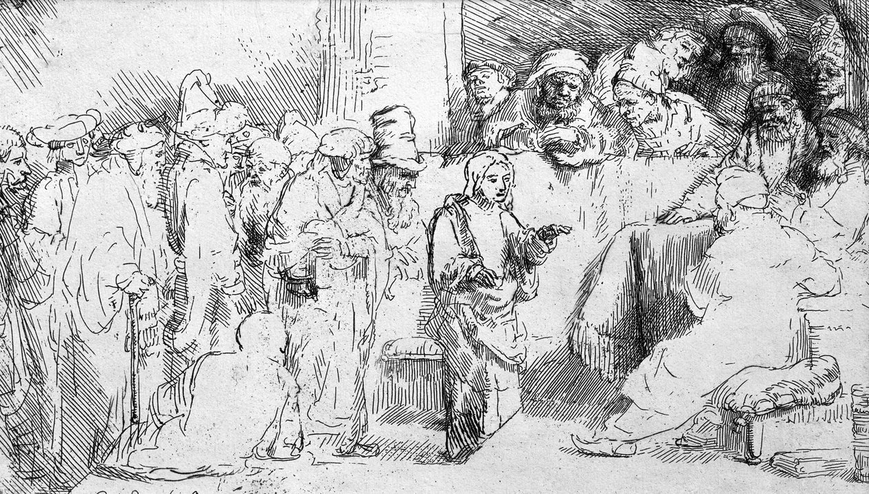 Jézus Krisztus az orvosok között alkotó: Rembrandt van Rijn