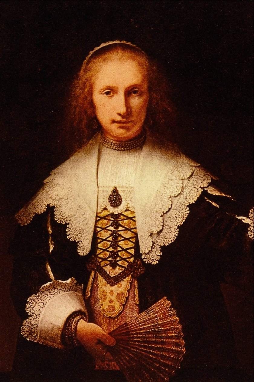 Hölgy rajongóval alkotó: Rembrandt van Rijn