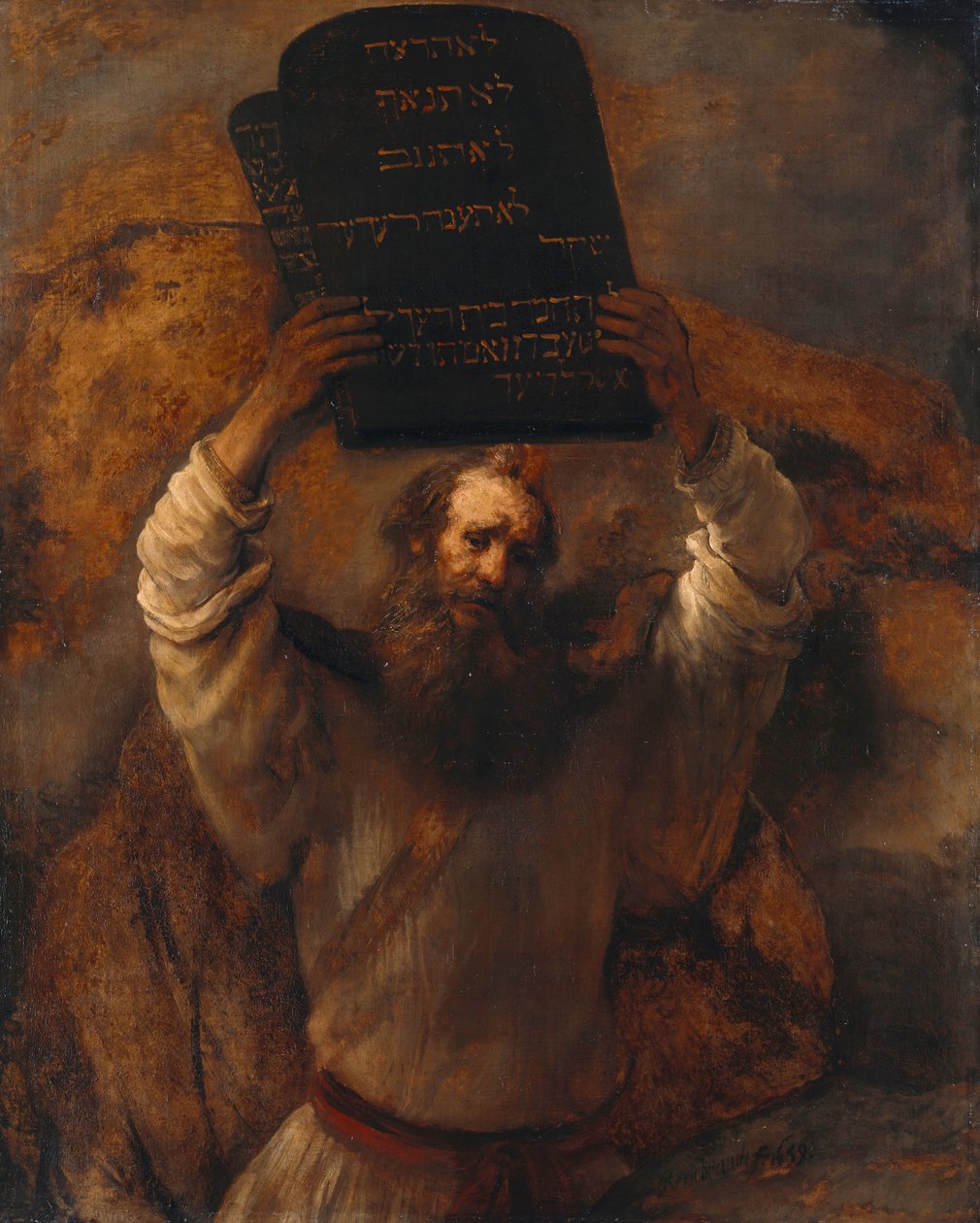 Mózes a tízparancsolattal alkotó: Rembrandt van Rijn