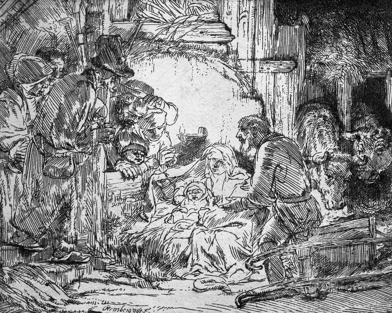 Születés, 1654 alkotó: Rembrandt van Rijn