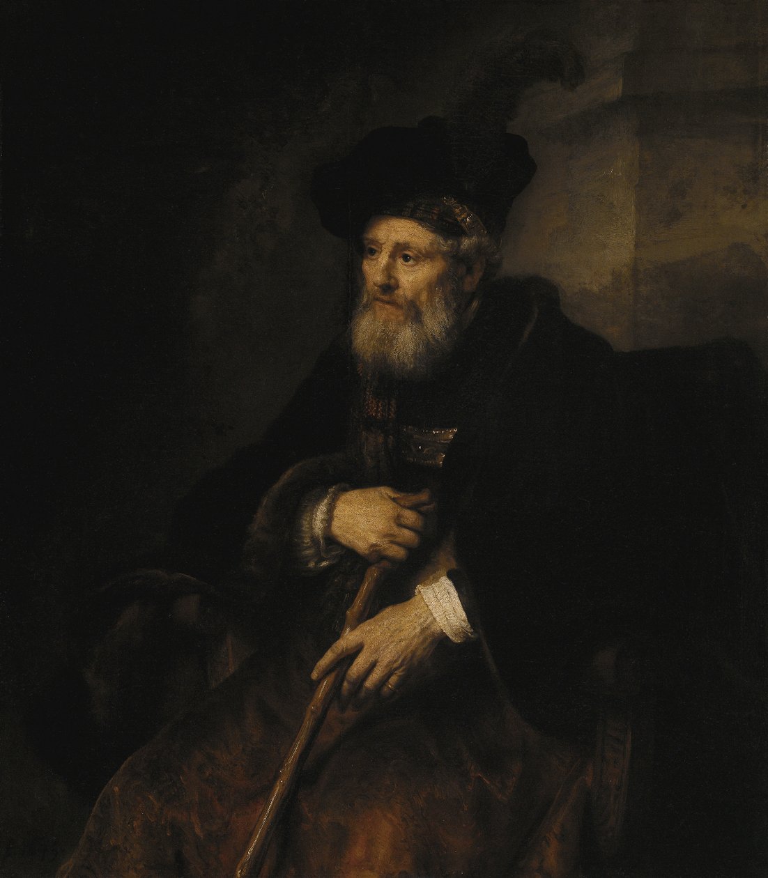 Öregember pálcával alkotó: Rembrandt van Rijn