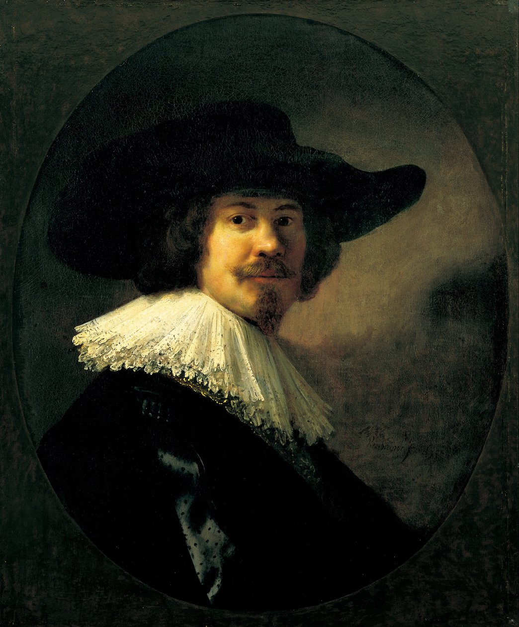 Széles karimájú ember portréja alkotó: Rembrandt van Rijn