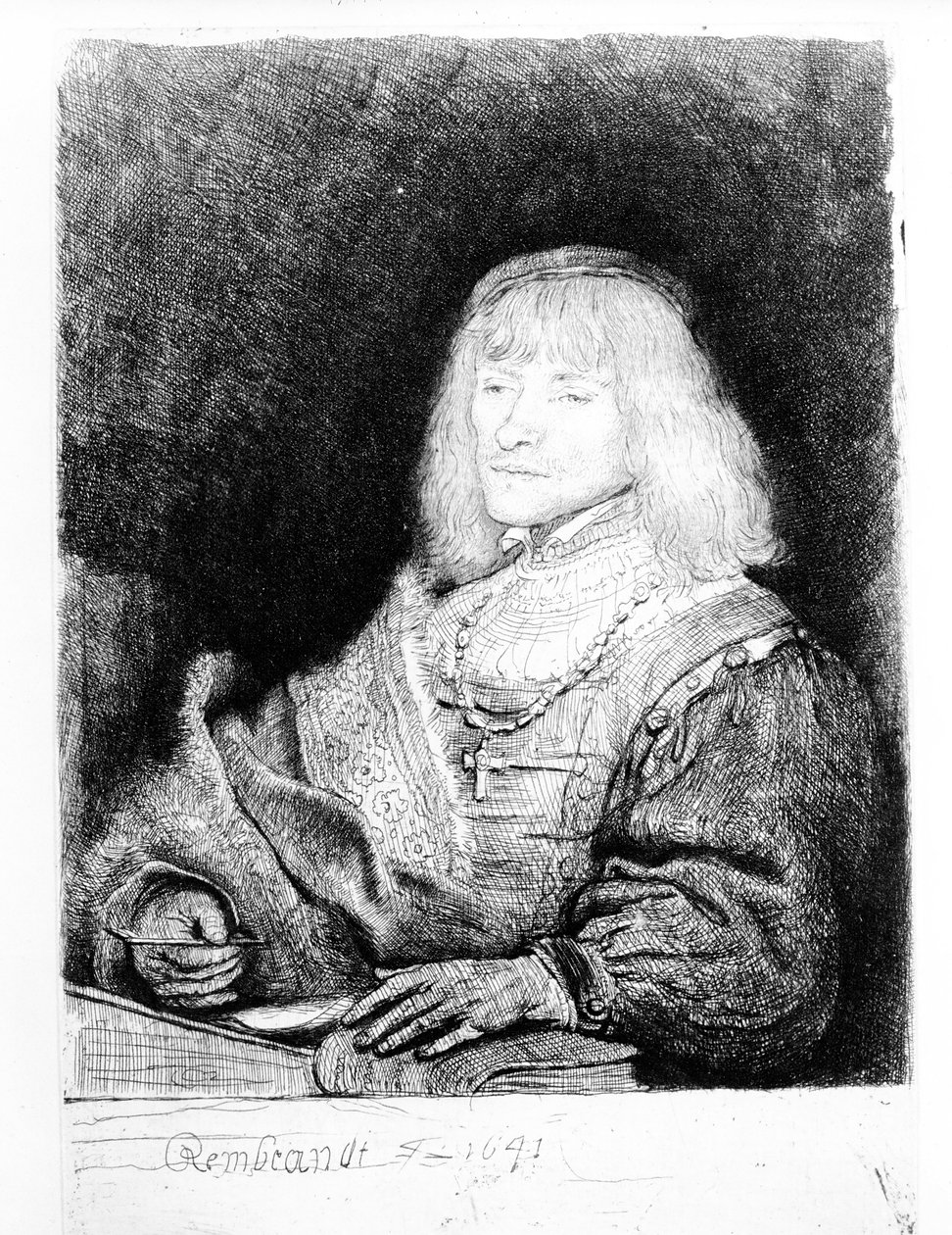 Férfi portré íróasztalnál, 1641 alkotó: Rembrandt van Rijn