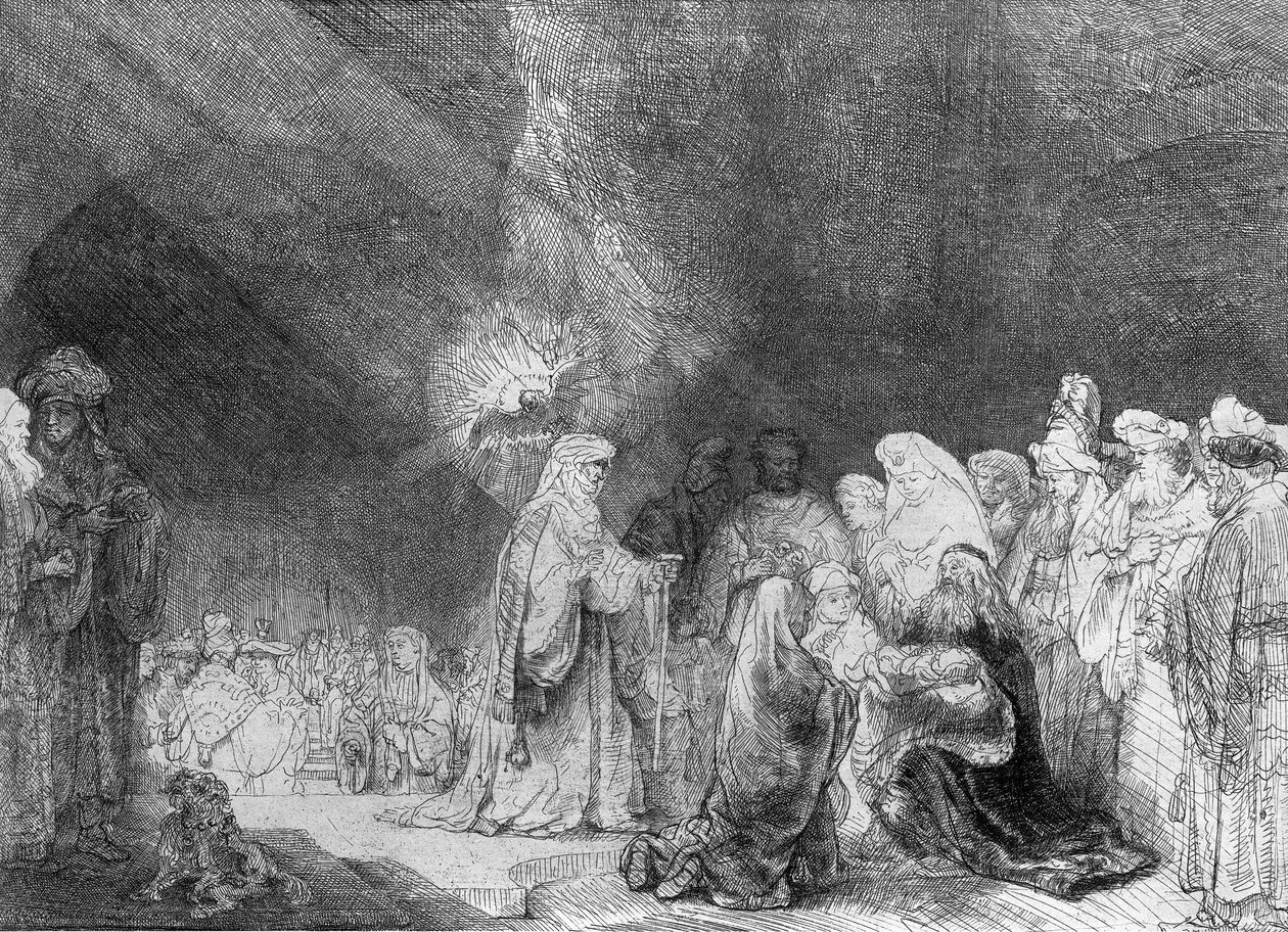 Bemutató a templomban alkotó: Rembrandt van Rijn