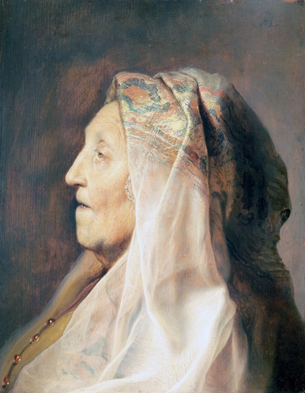 Profil vezetője egy öregasszonynak alkotó: Rembrandt van Rijn