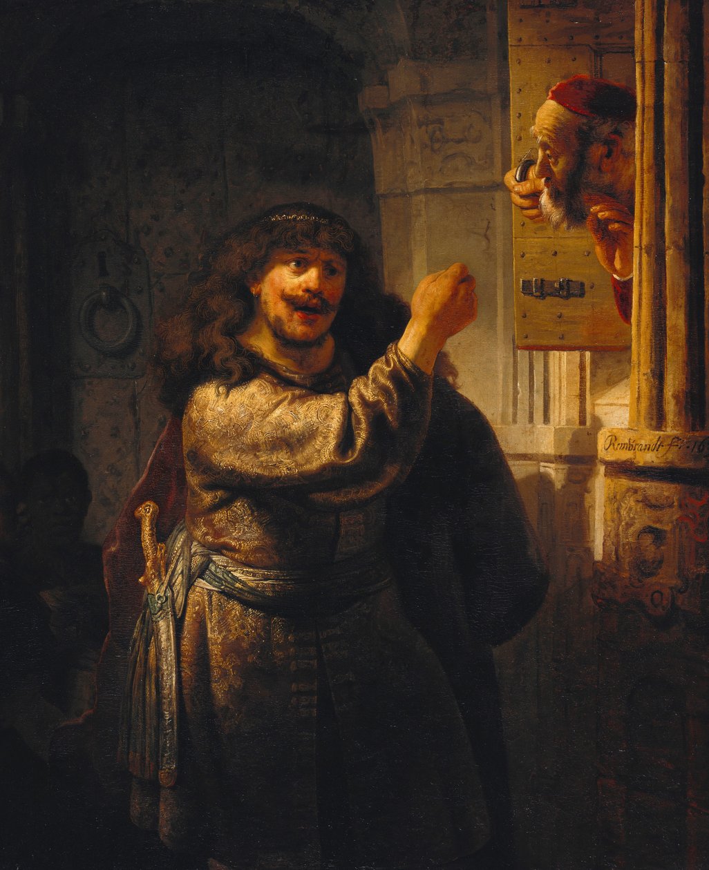 Sámson megfenyegette az apósát alkotó: Rembrandt van Rijn