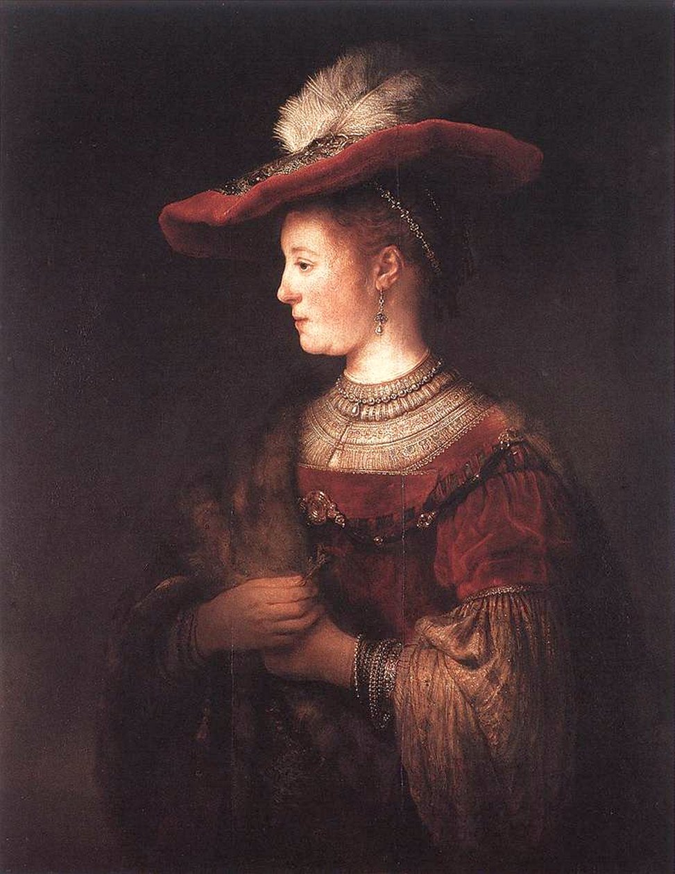 Saskia pompás ruhában alkotó: Rembrandt van Rijn